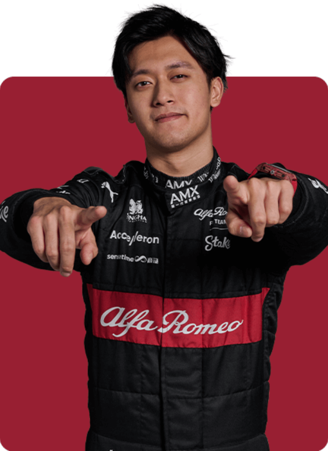 Guanyu Zhou es un piloto de automovilismo chino. Fue campeón del Campeonato Asiático de F3 y tercero en la Fórmula 2. Desde 2022 es piloto de Alfa Romeo en Fórmula 1, siendo el primer piloto de la República Popular China en la historia de la categoría.