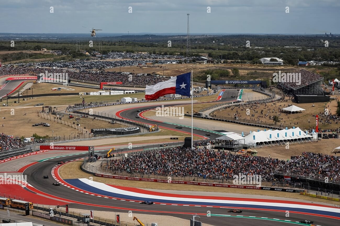 Imagen aerea de las curvas 6,7,8,9 del Circuito de las Americas
