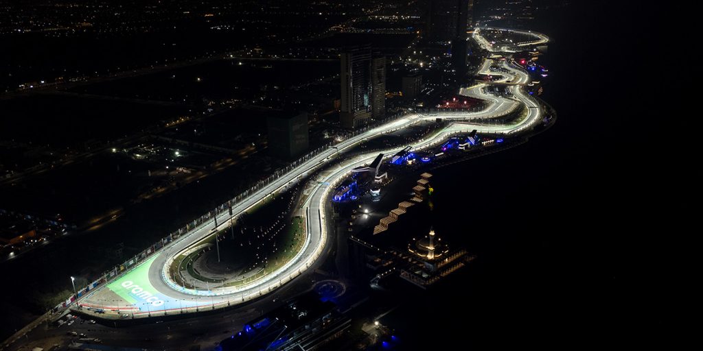 Imagen aerea del circuito de Jeddah desde la curva 13