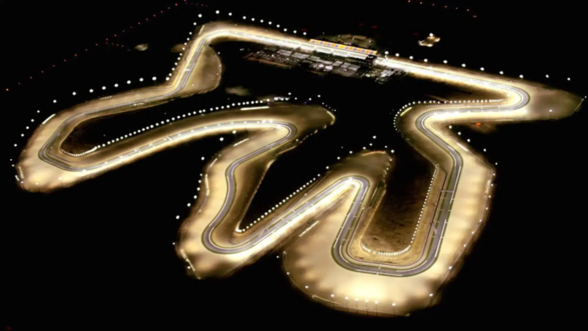Imagen aerea del circuito de Lusail de noche